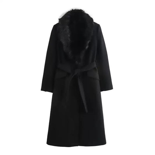 Royal Fur-Collar Winter Coat