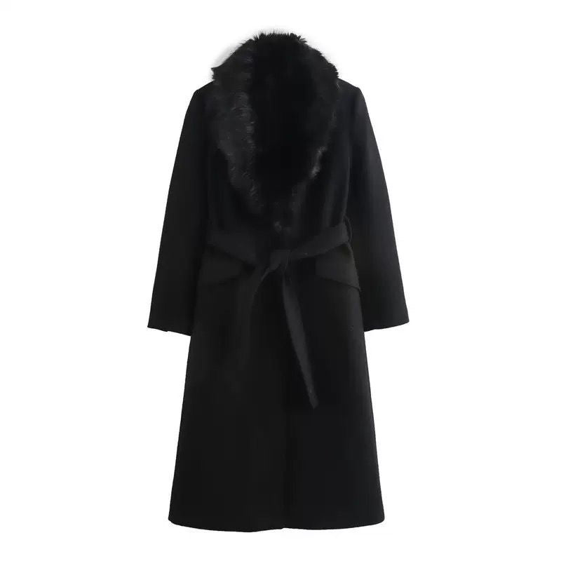 Royal Fur-Collar Winter Coat
