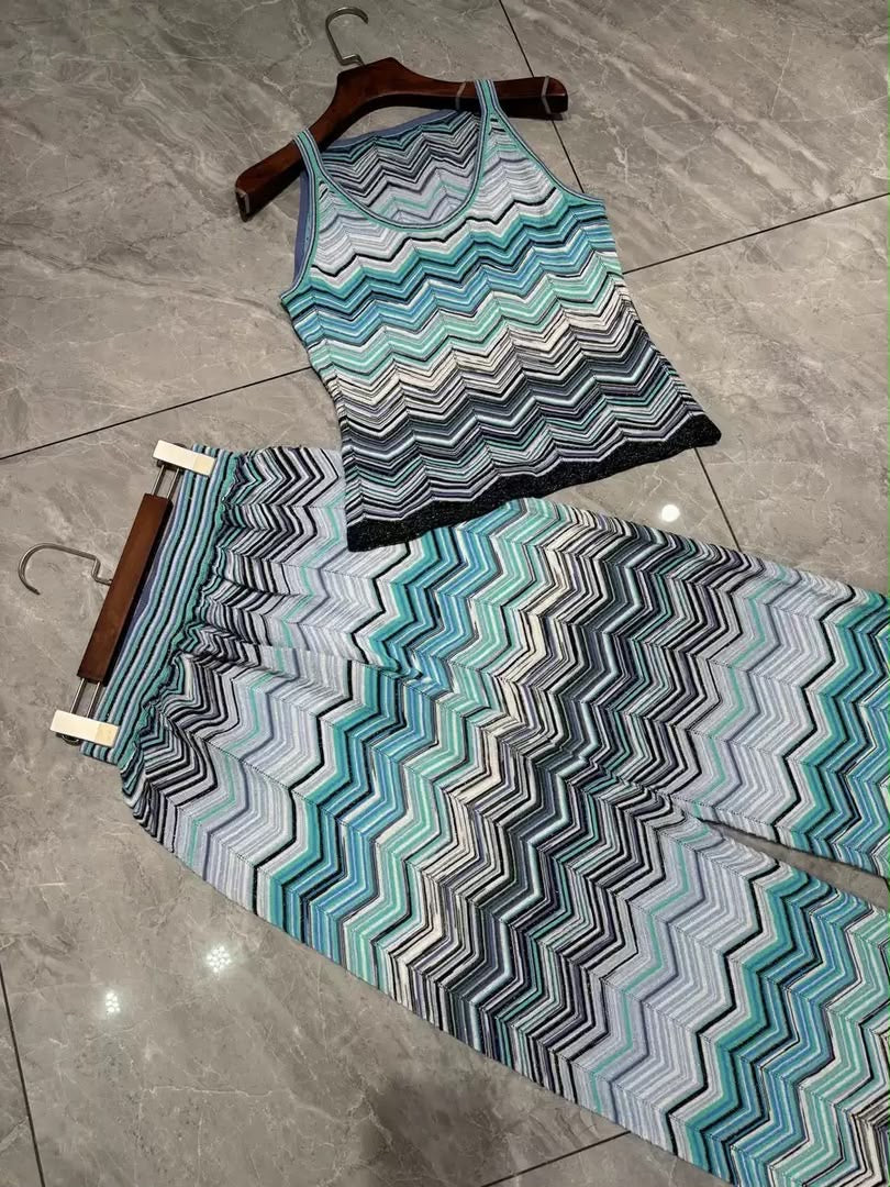 Ocean Wave Chevron Knit Set