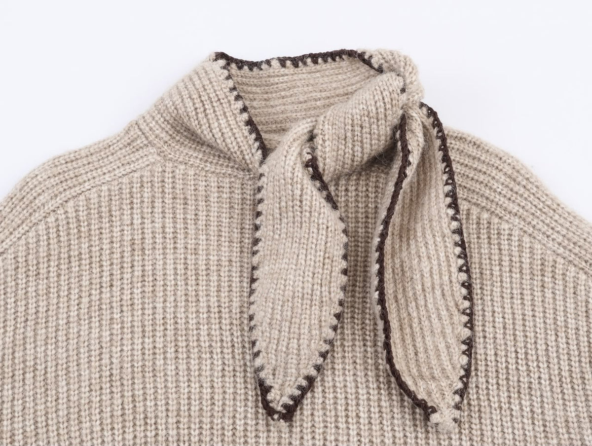 Contrast Bow Knit Sweater