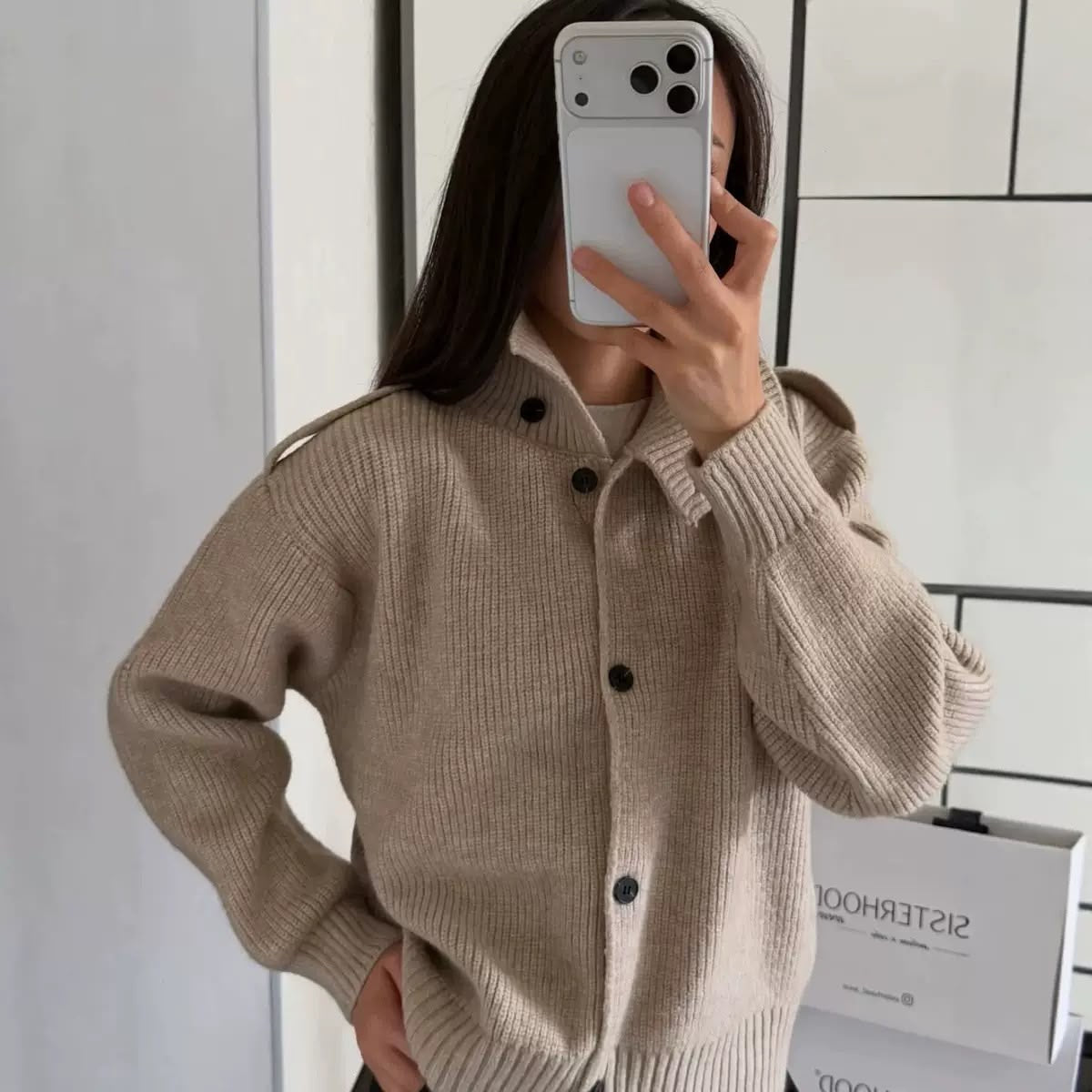 Sloane High-Neck Knit Cardigan