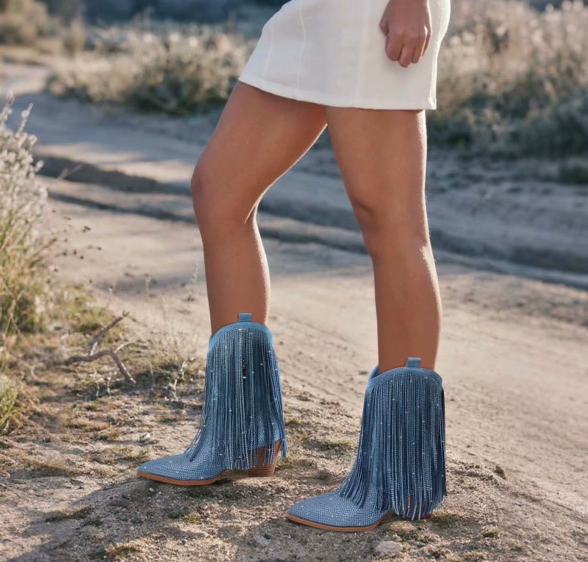 Crystal Fringe Cowboy Boots