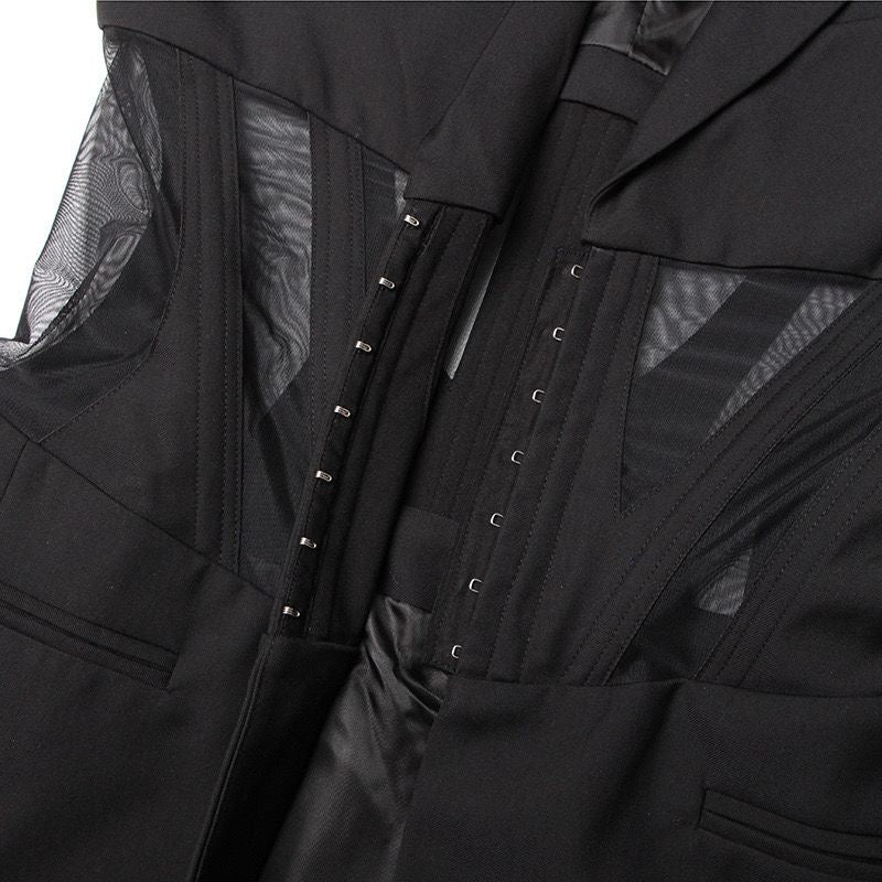 tailored fit blazer with sheer corset waist