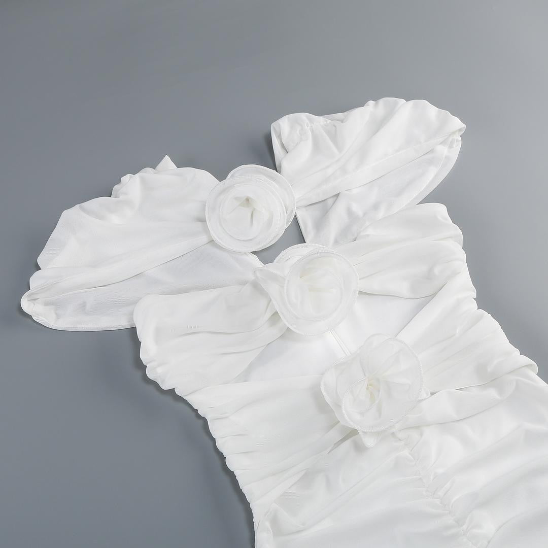 Scarf Neck Ruched Mini Dress