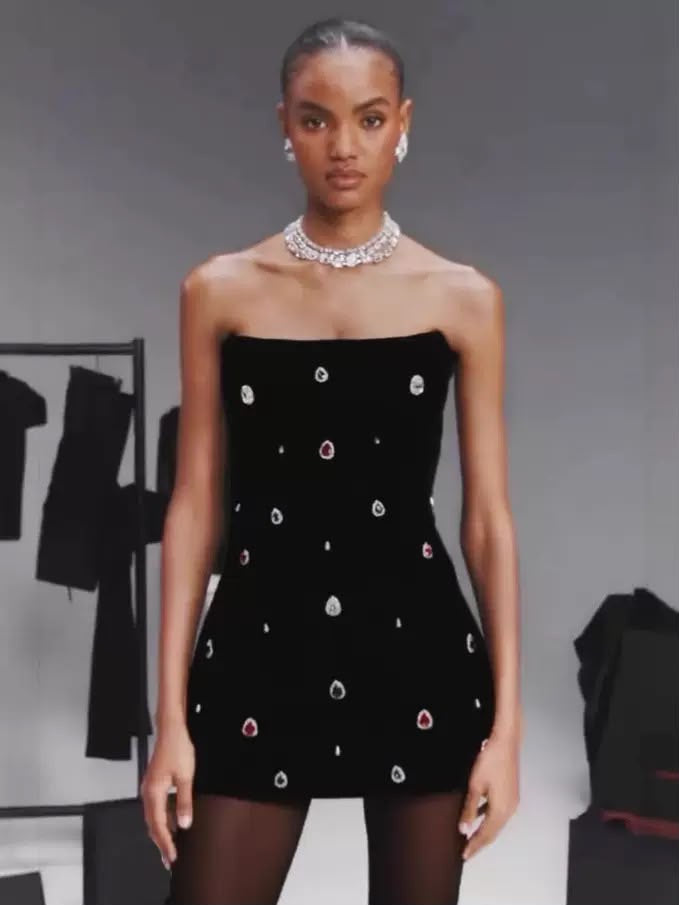 Noir Jewel Strapless Mini Dress