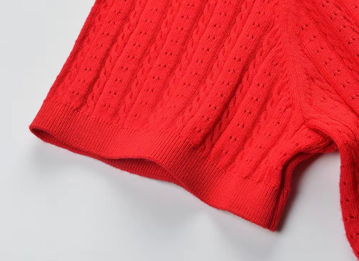 Scarlet Cable Knit Tee