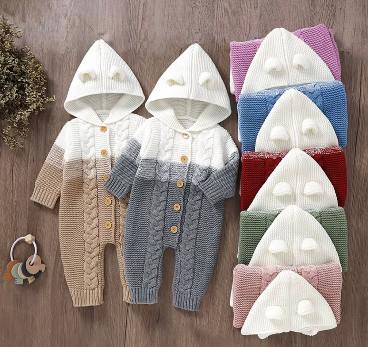 Cozy Bear Hooded Knit Romper