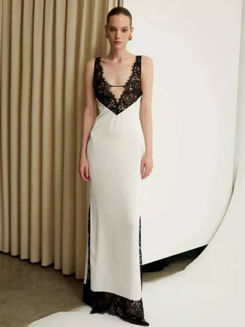 The Noir Lace Contrast Dress