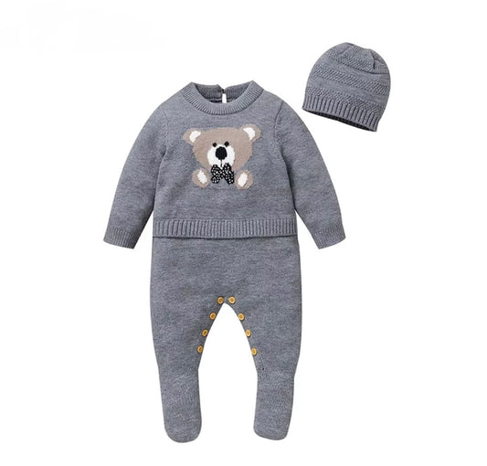 Teddy Bear Knit Set with Beanie