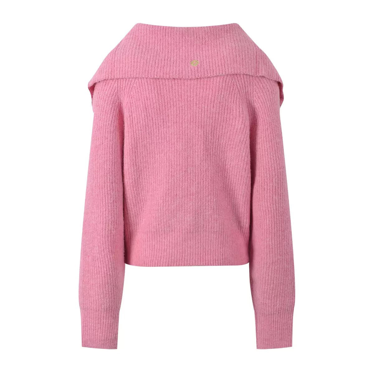 Pink Zip Collar Knit Cardigan