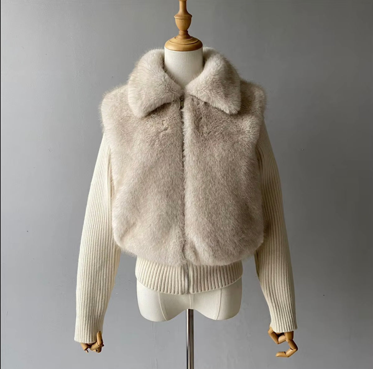 Luxe Fur Panel Knit Jacket