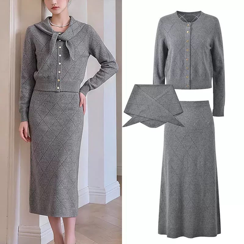 Camille Argyle Knit Skirt Set