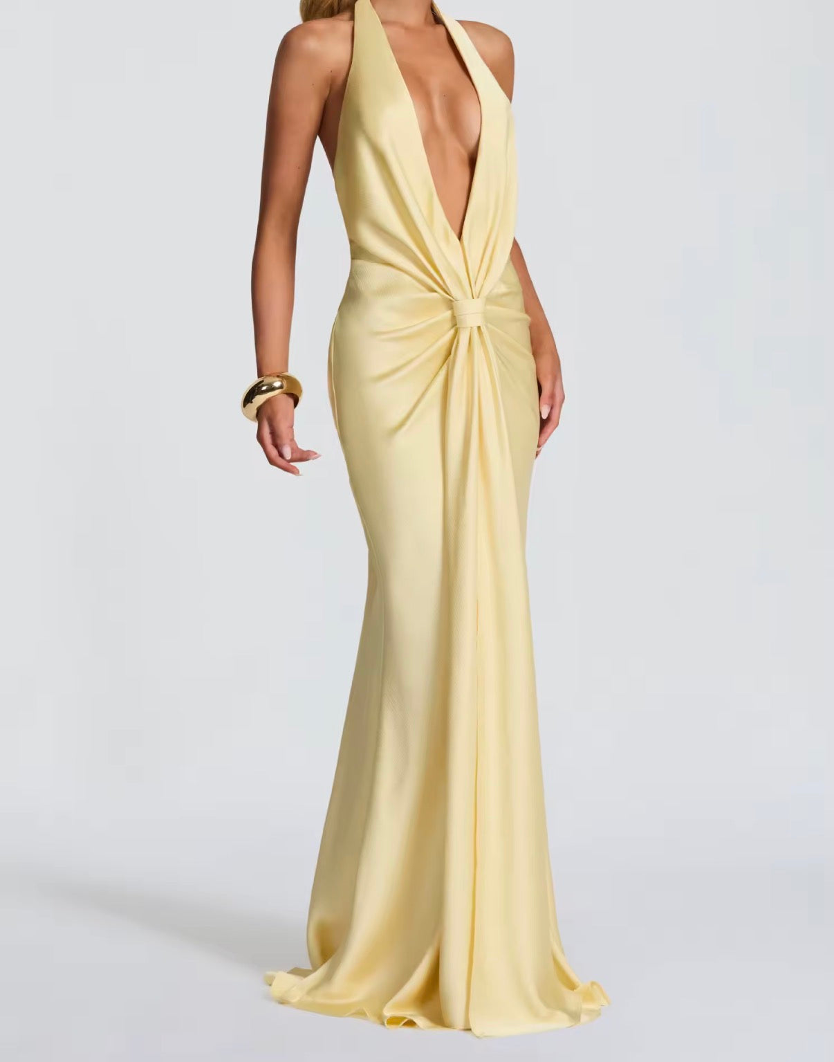 Golden Drape Halter Gown