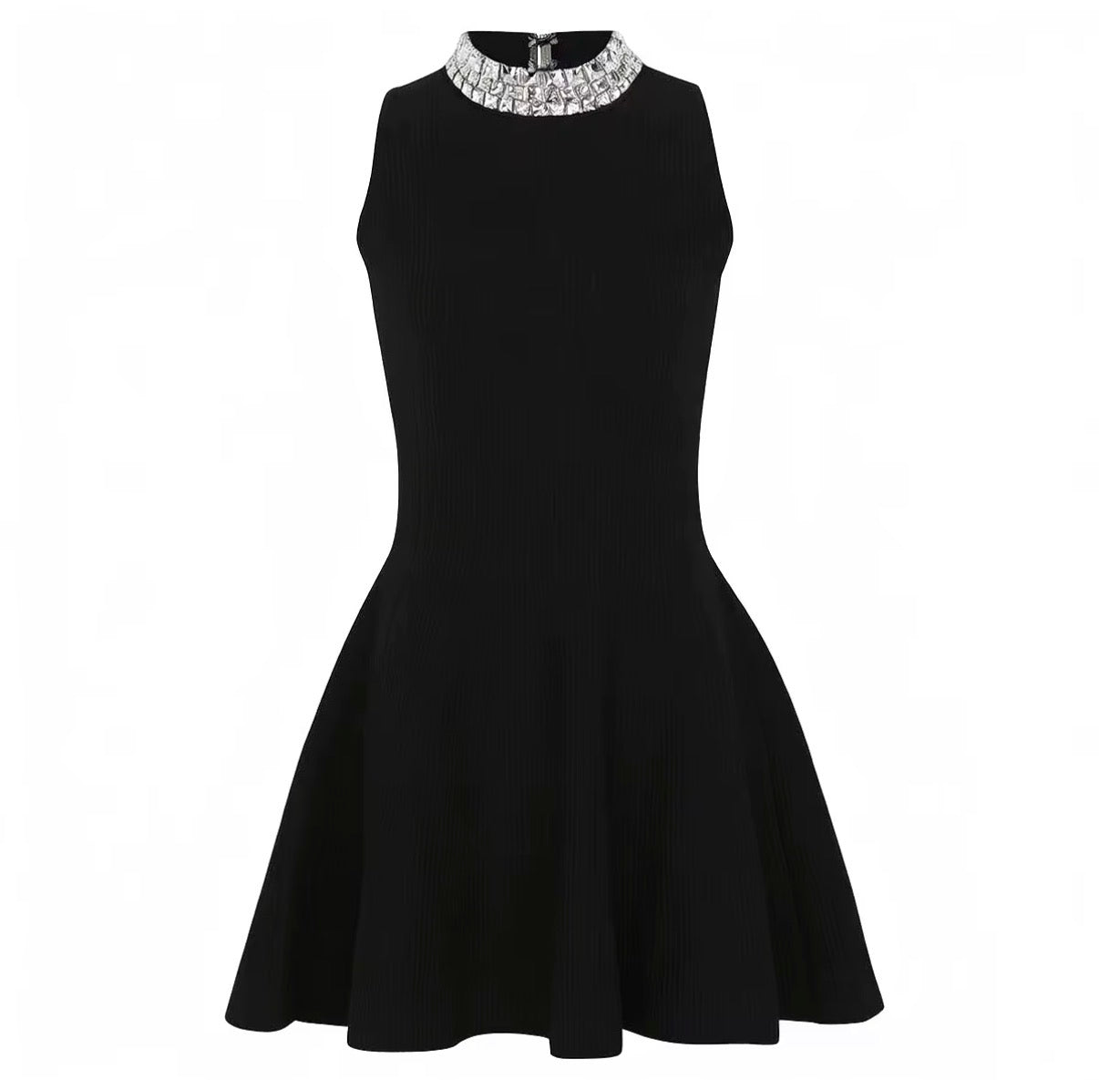 Crystal Collar Flare Dress