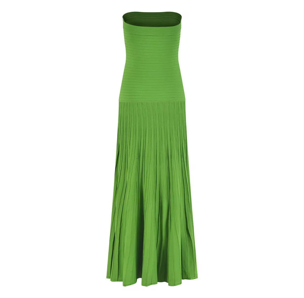 Elegant Tube Top Long Dress with Textured Bust