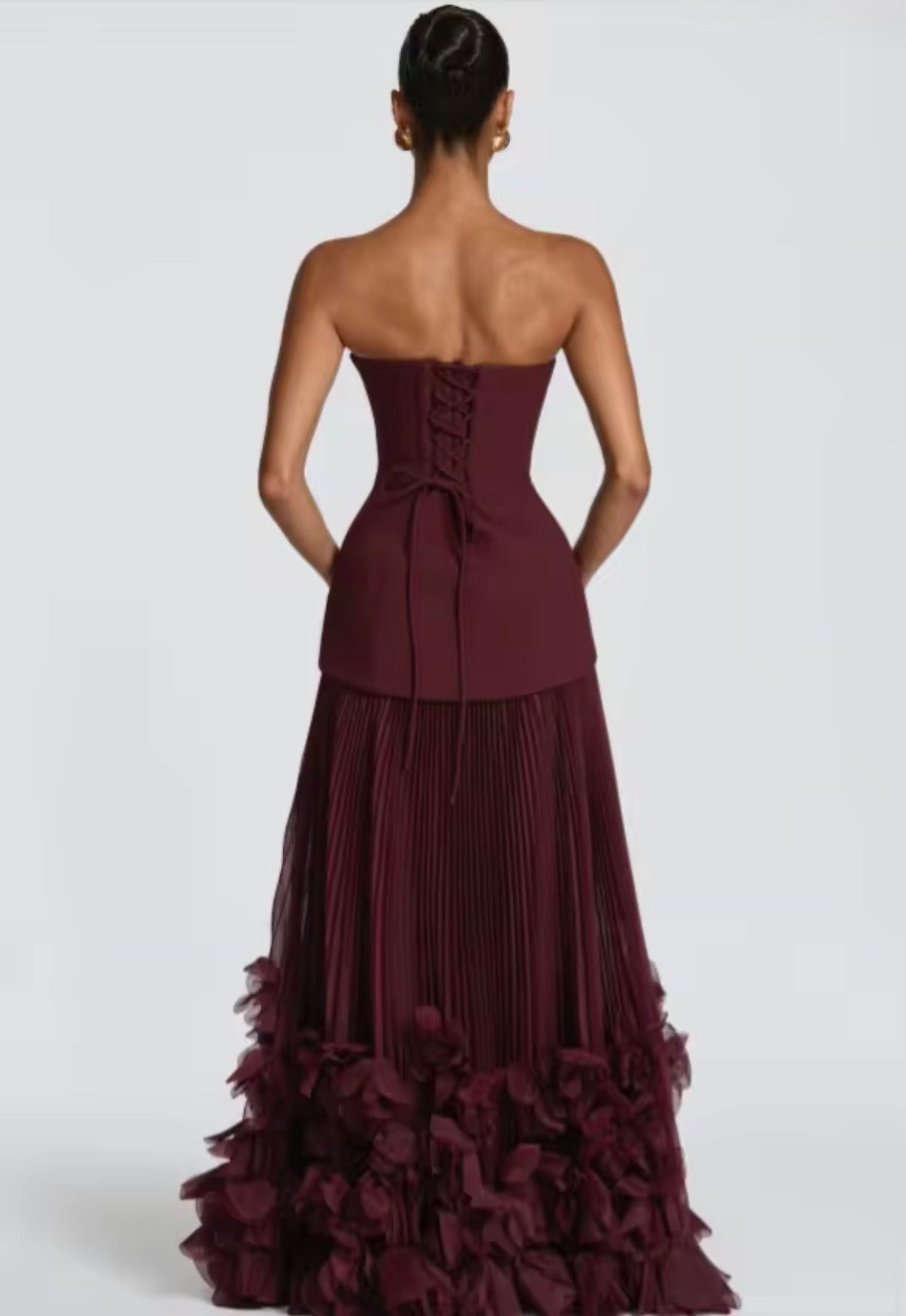 Floral Pleated Corset Gown