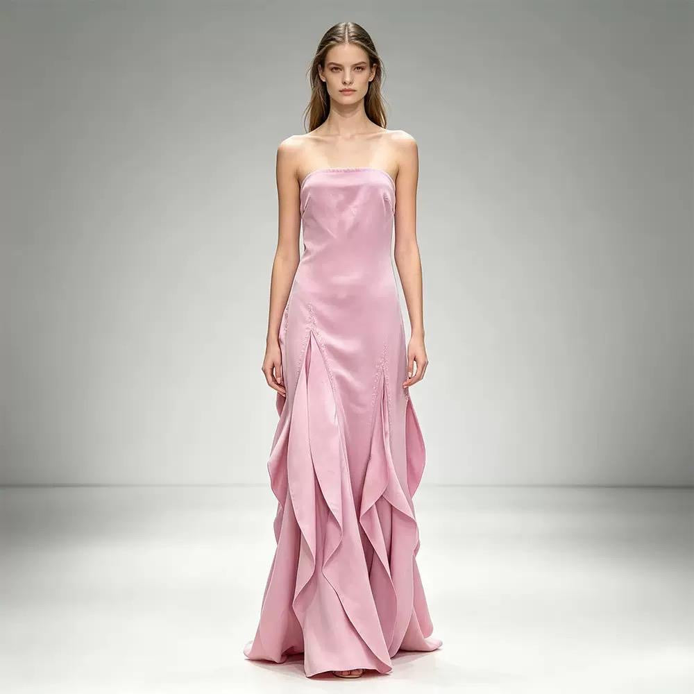 Ruffle Strapless Maxi Dress