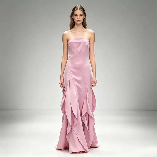 Ruffle Strapless Maxi Dress