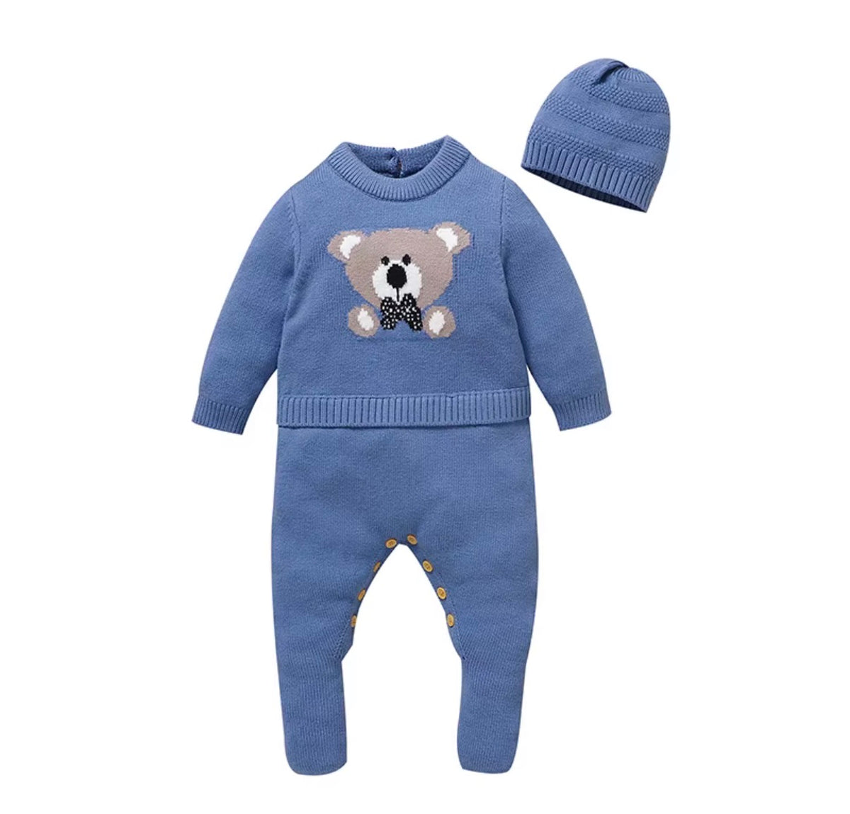 Teddy Bear Knit Set with Beanie