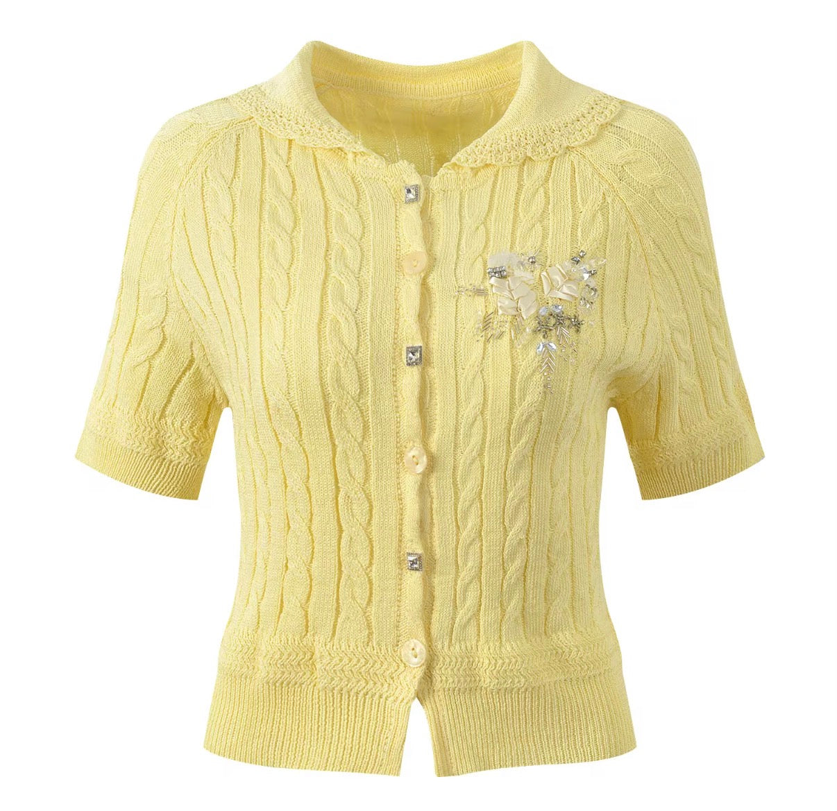 Rosette Knit Cardigan