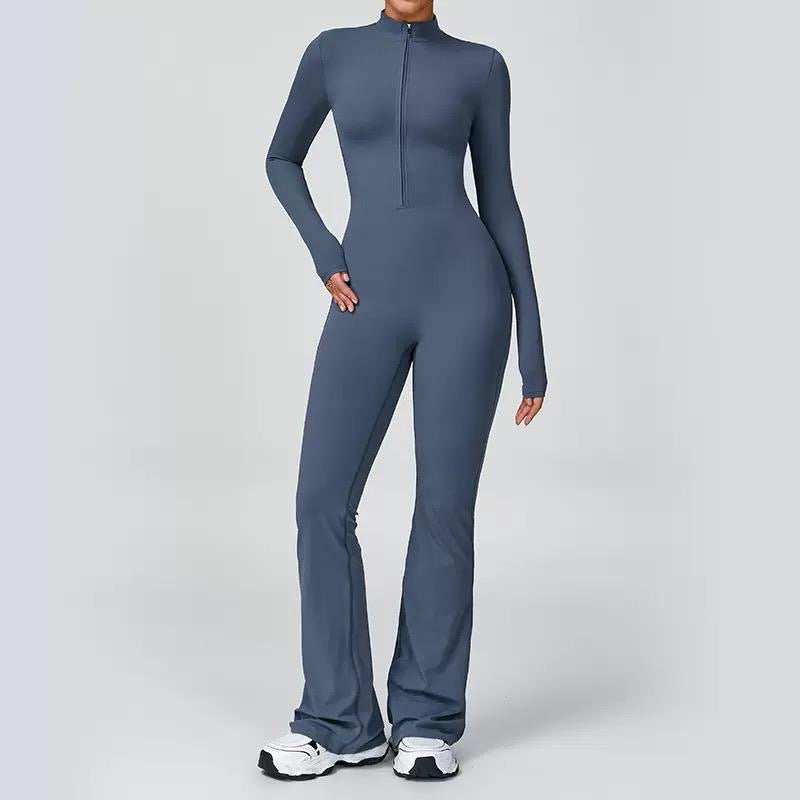 SculptFit Zip-Front Flare Jumpsuit