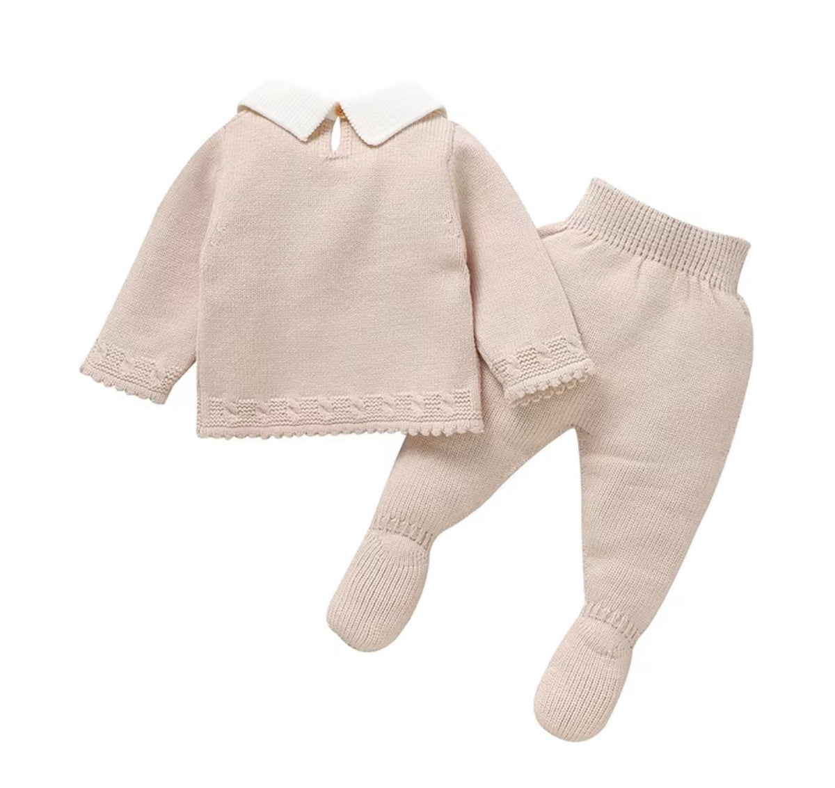 Ivory Bow Cable Knit Set