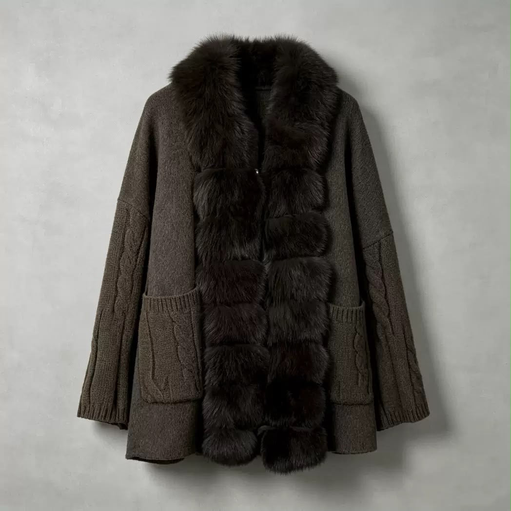 Noir Luxe Fur Knit Cardigan