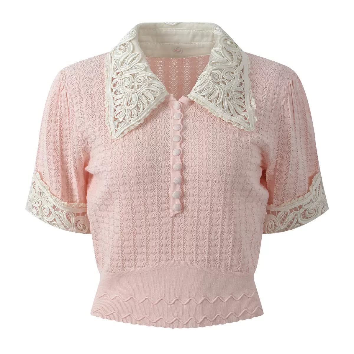 Ivory Lace Collar Knit Top
