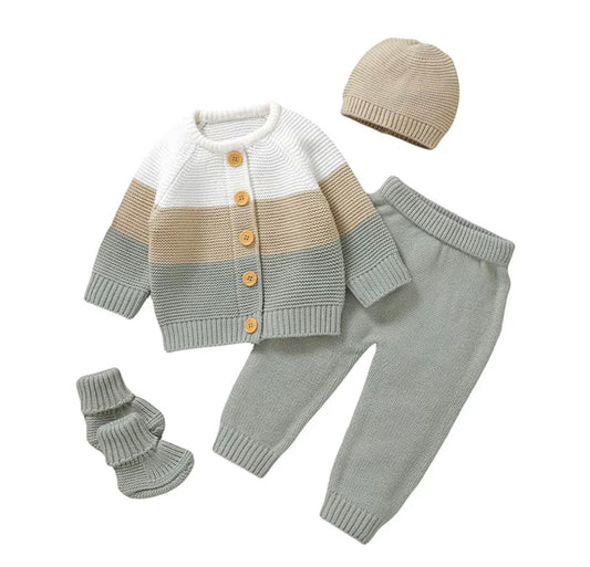 Cozy Stripe Knitted Baby Set