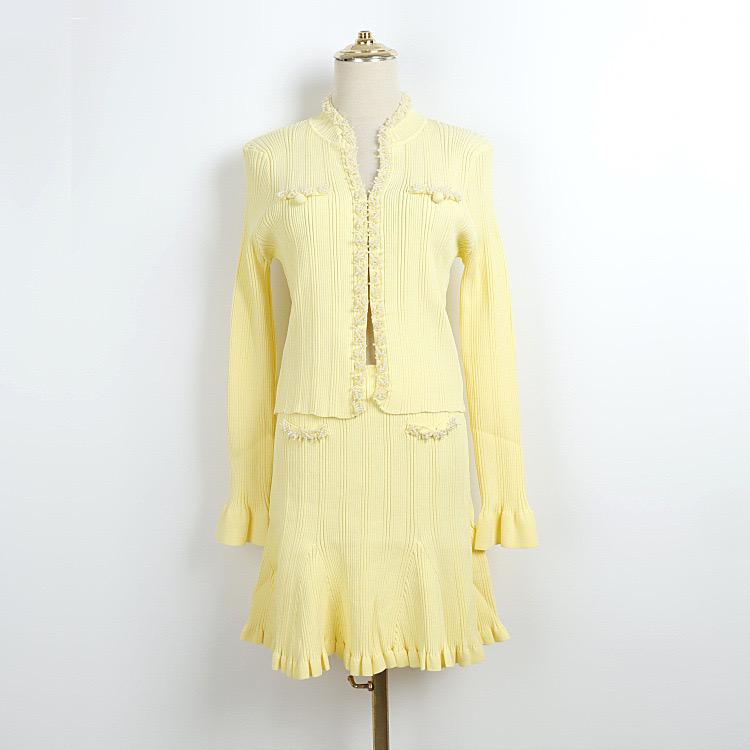 Ruffle Edge Knitted Two-Piece skirt Set