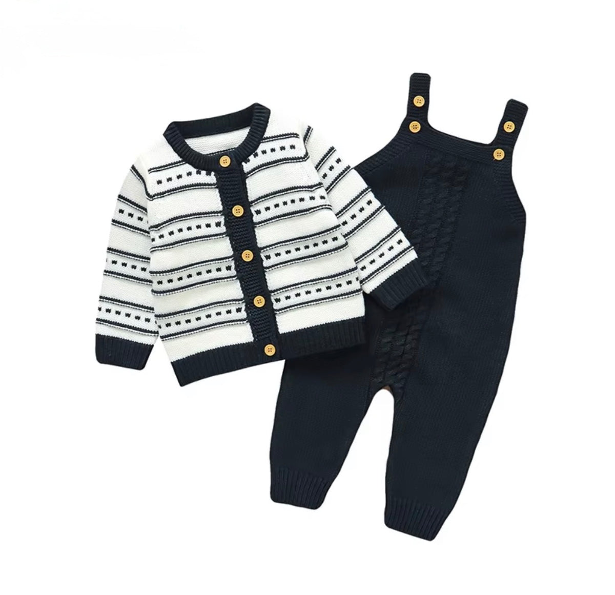 Cozy Cable Knit Overall Set