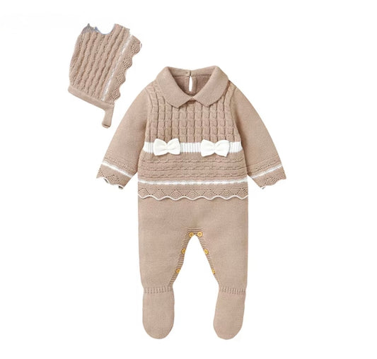 Little Bow Knitted Baby Romper