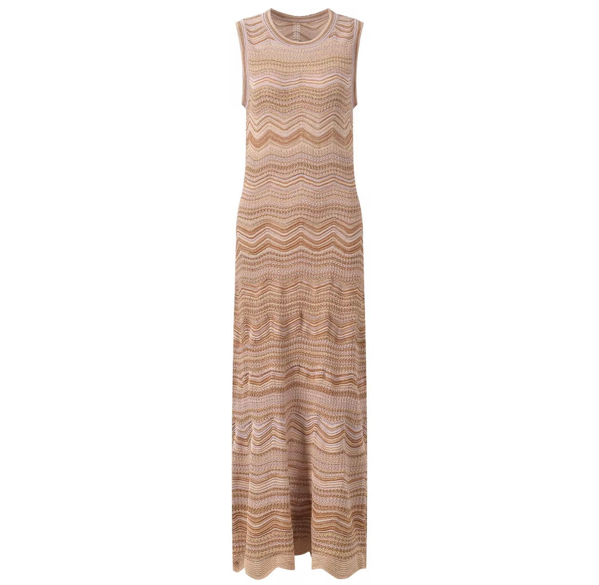 Golden Wave Knit Maxi Dress