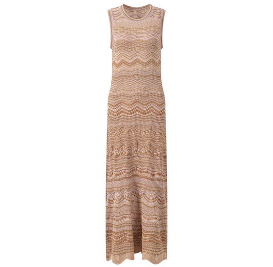 Golden Wave Knit Maxi Dress