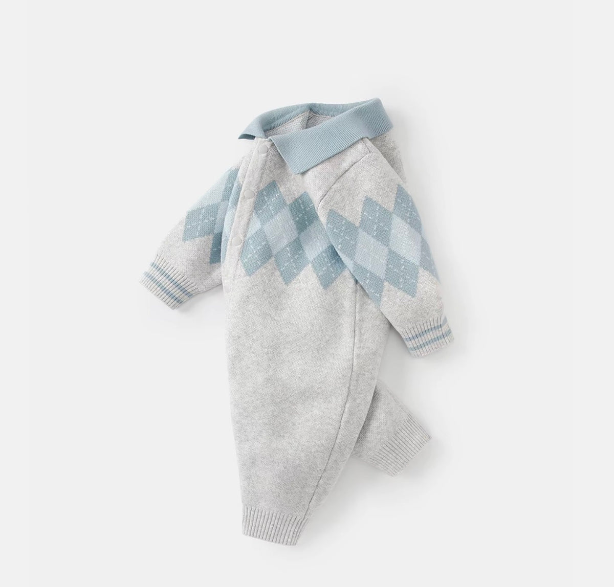 Argyle Collar Knit Romper