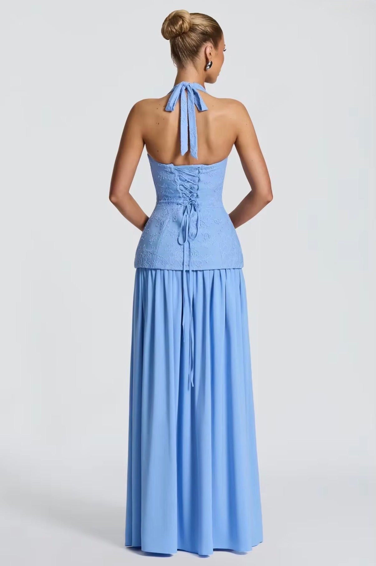 Halter Lace Corset Maxi Dress