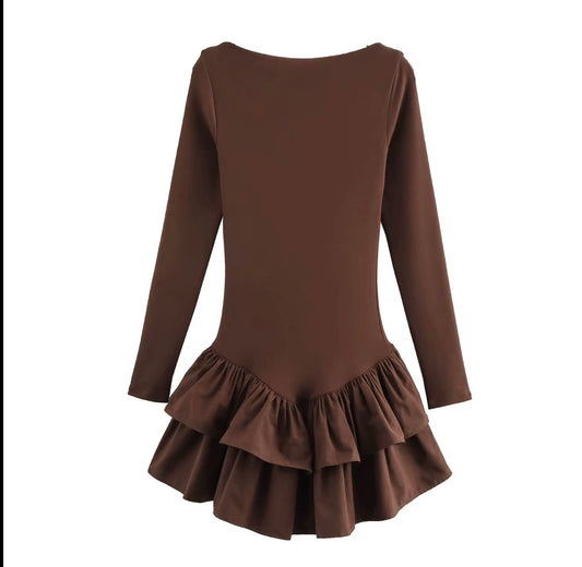 Long Sleeve Ruffled Mini Dress
