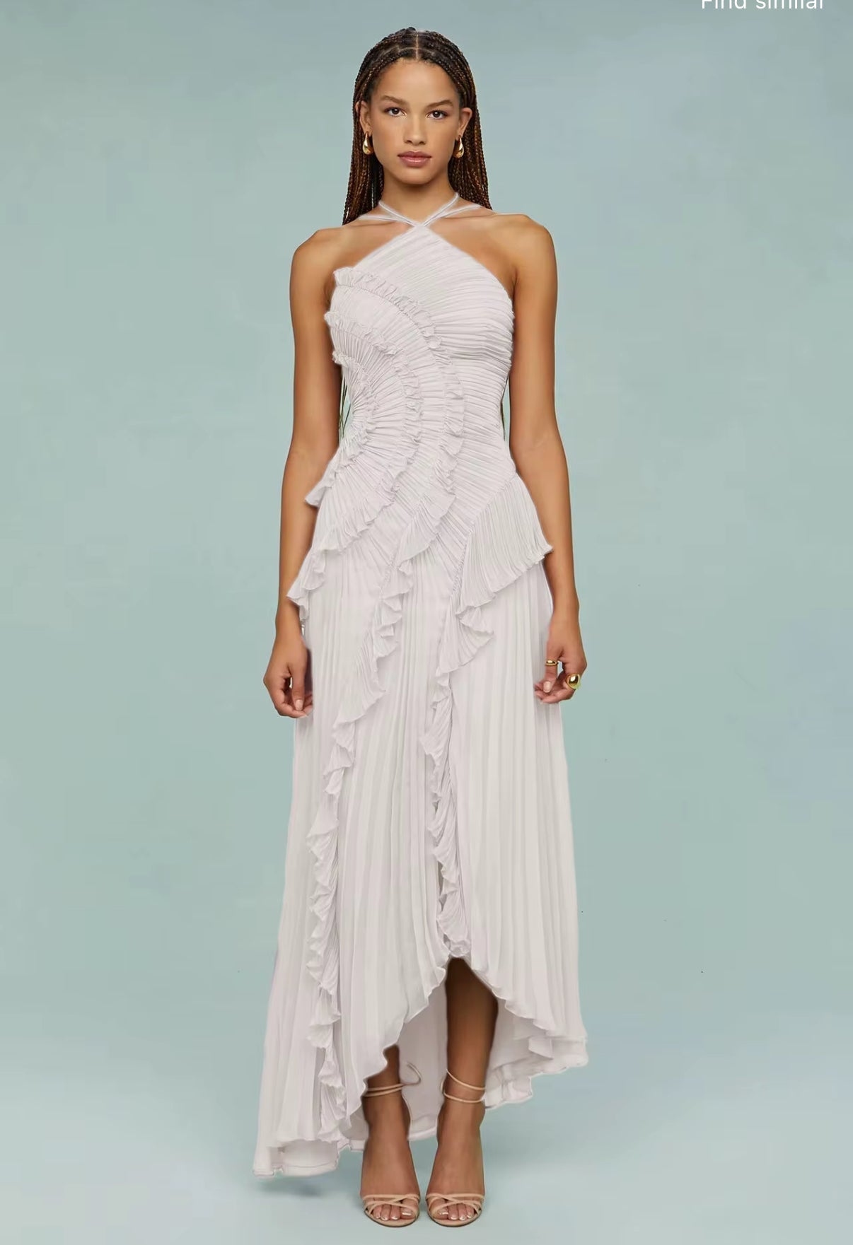 Pleated Ruffle Maxi Dress