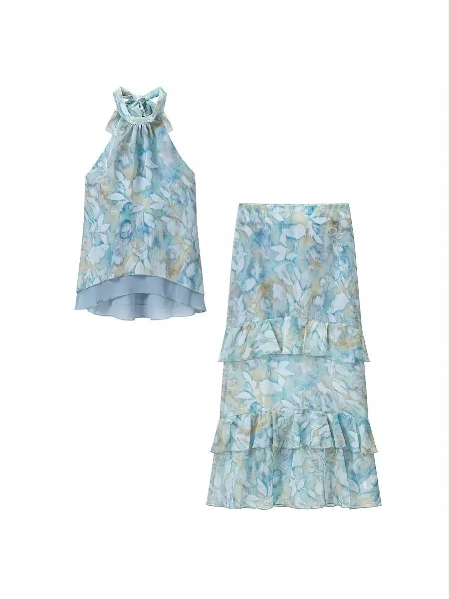 Floral Halter Ruffle Set