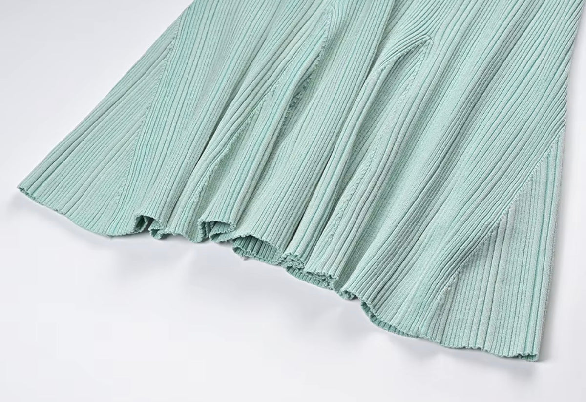 Mint Élan Ribbed Polo Mini Dress