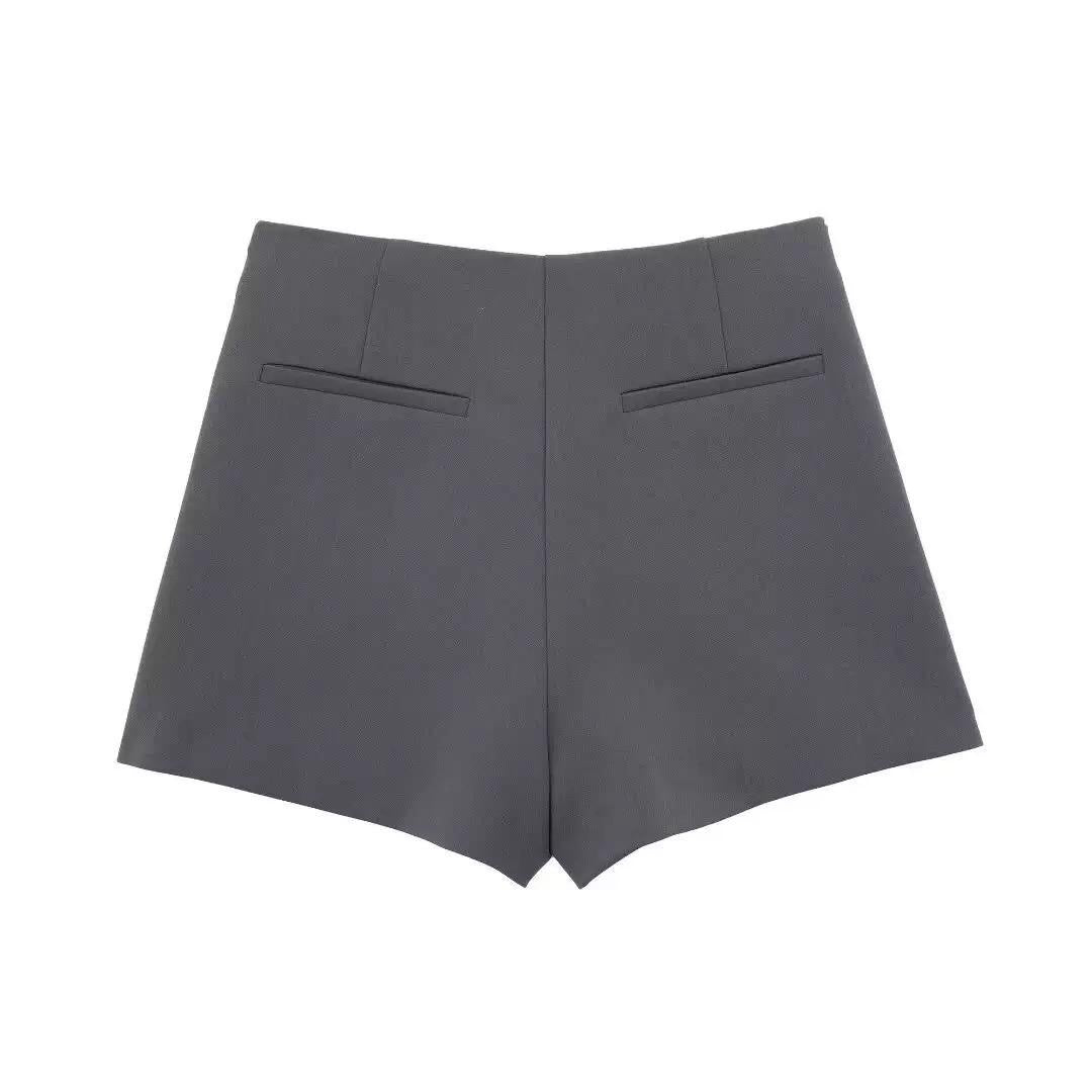 Tailored Buckle-Wrap Mini Skort