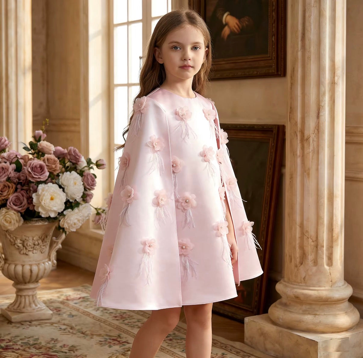Blush Petal Cape Dress