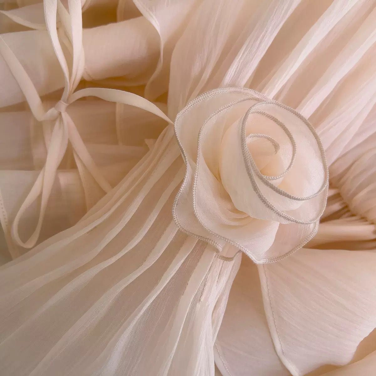 Peach Ruffle Dress with Roses