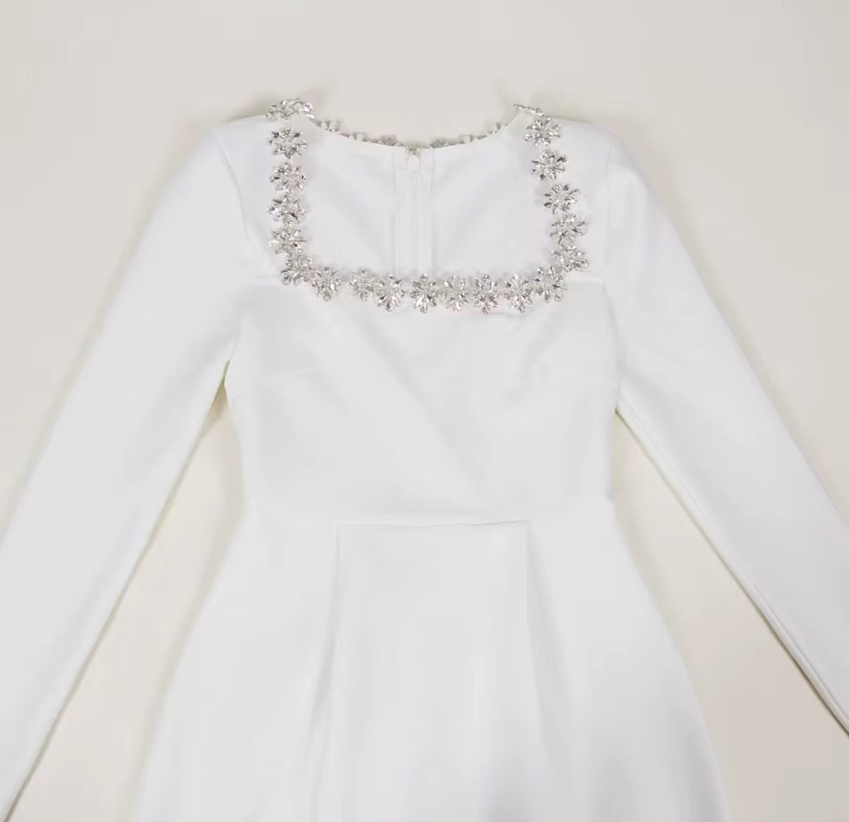 Long Sleeve Mini Dress with Crystal Trim