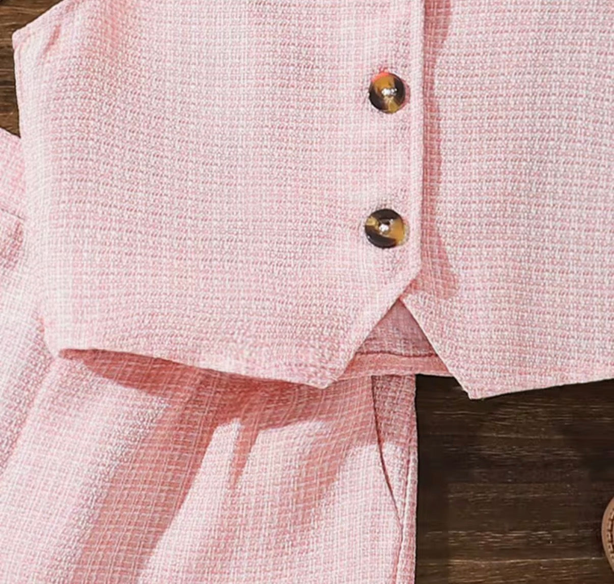 Textured Button Vest & Shorts Set