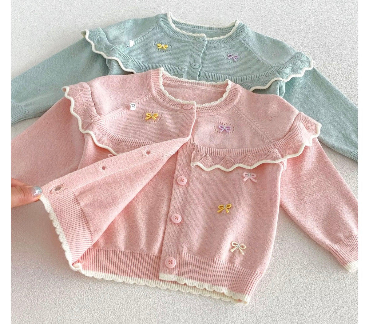 Pastel Bow Ruffle Knit Set