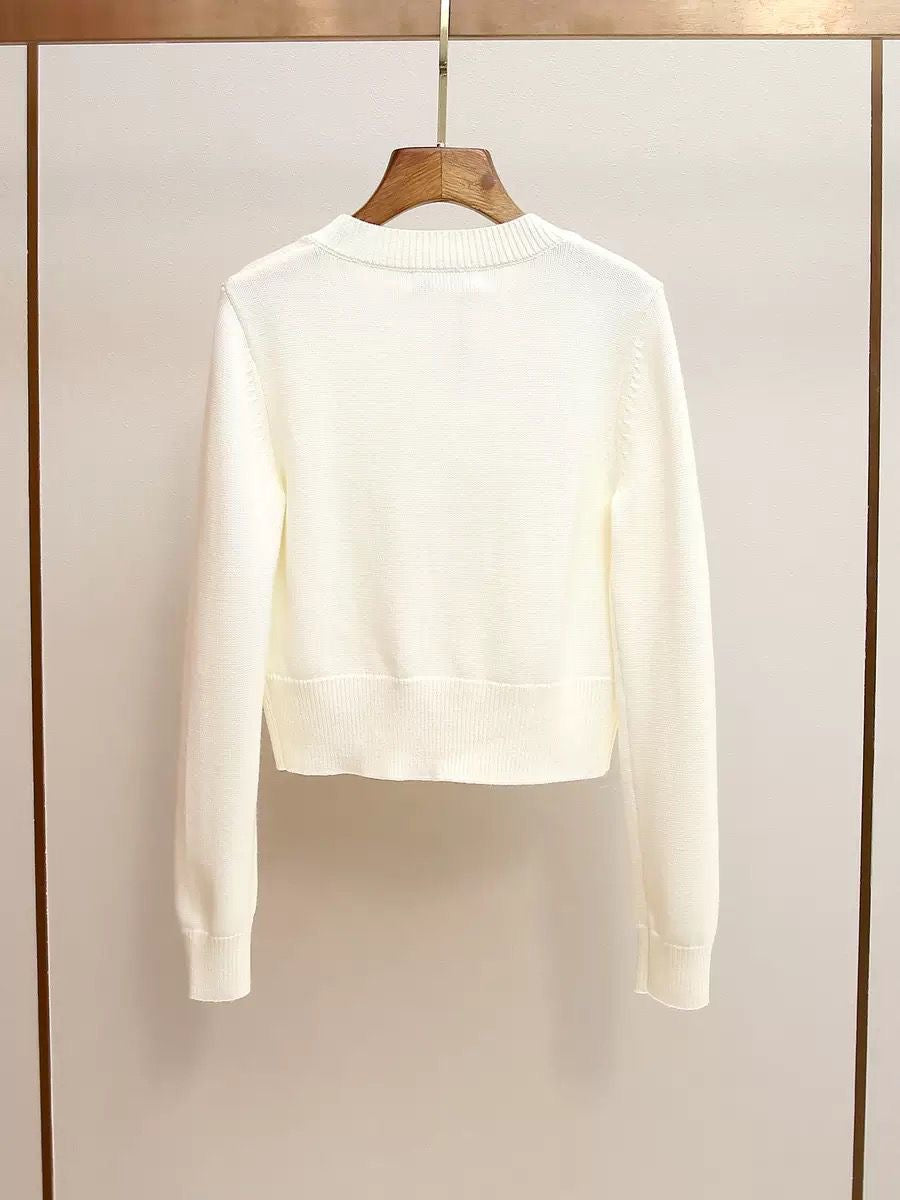 Pearl Bloom Knit Cardigan – Ivory