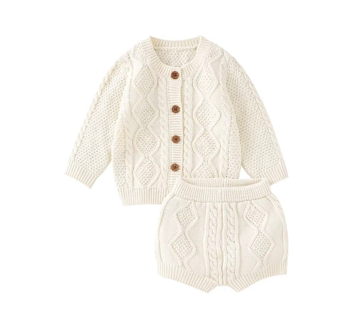 Cozy Cable Knit Cardigan & Bloomer Set