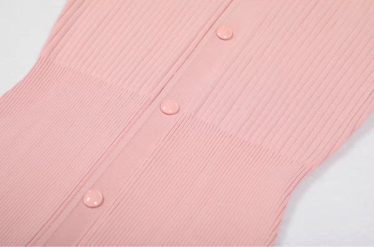 Crystal Collar Ribbed Maxi Dress