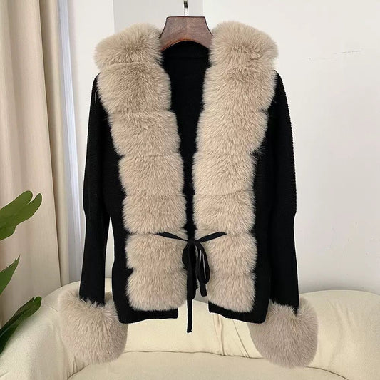 Winter Royale Knit Fur Cardigan